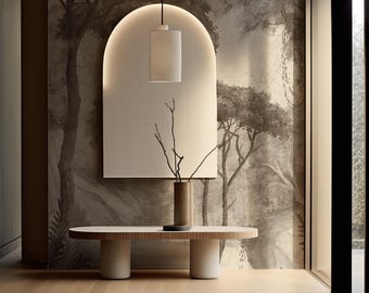 Neutral Forest Wallpaper Mural – Vintage Woodland Landscape Wall Art