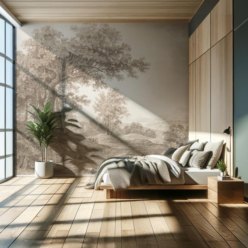Vintage Tree Landscape Wallpaper Mural: Amazon Forest Peel and Stick - Etsy