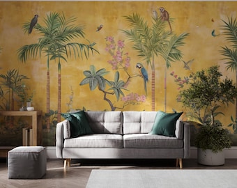 Tropical Jungle Animals Wallpaper: Peel and Stick Wall Mural