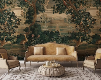 Vintage Countryside Scene Peel & Stick Wallpaper Mural, Landscape Wallpaper