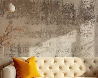 Papel pintado autoadhesivo beige de hormigón: Mural texturizado industrial