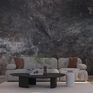 Dark Concrete Wallpaper, Rusty Look Wallpaper, Peel and Stick Wallpaper, Temporary Wallpaper, Textured Wallpaper, Black Concrete Texture