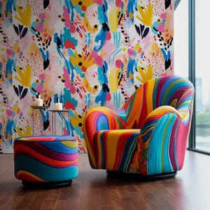 Abstract Floral Wallpaper: Hand Painted Watercolor Wall Mural, Peel and Stick