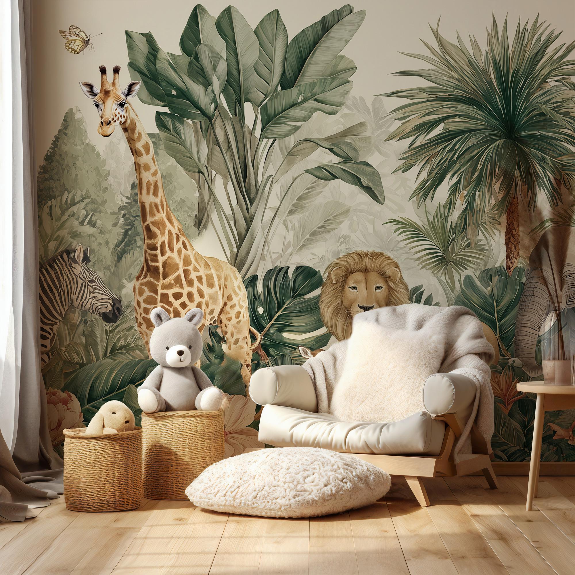 Jungle Safari Wall Mural: Tropical Animals Peel and Stick Wallpaper - Etsy