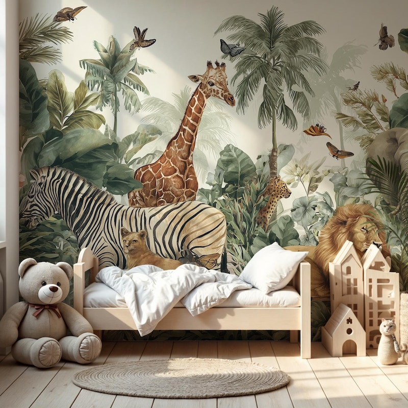 Jungle Nursery Wallpapers - Etsy