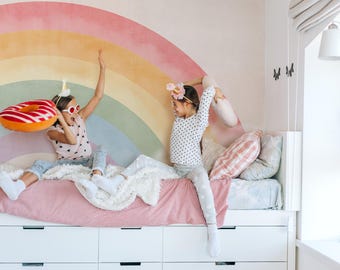 Regenboog kinderkamerbehang, Peel-and-Stick-muurkunst kinderkamer