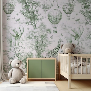 Safari Nursery Wallpaper Mural: Peel and Stick Jungle Animals
