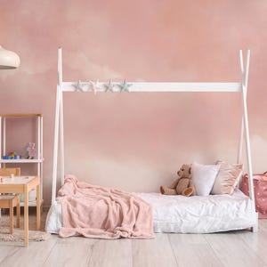 Carta da parati con nuvole rosa acquerello, murale astratto staccabile e attaccabile, decorazione murale pastello da sogno per camera da letto, cameretta dei bambini, carta da parati rimovibile