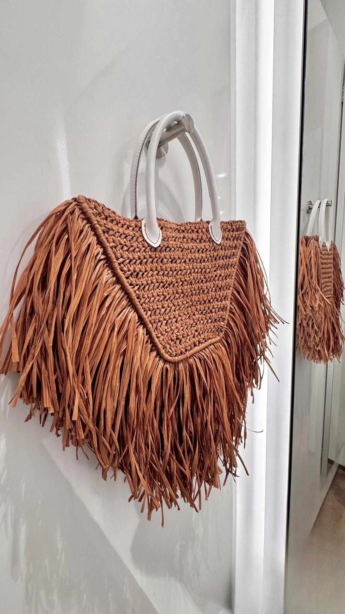 Shoulder Bag Fringe Straw Bag Raffia Fringe Purse UK