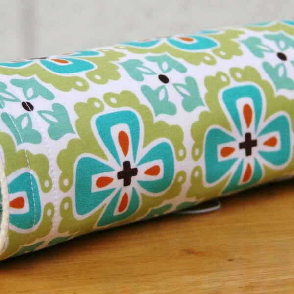 ORGANIC Travel Blanket/Changing Pad in Flowerbed Teal - READY TO SHIP