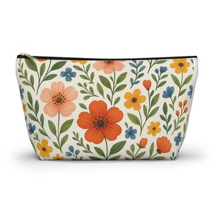 Bolsa de accesorios con diseño floral, bonita bolsa de cosméticos, organizador de maquillaje floral, neceser de viaje, regalo para ella, monedero con diseño de verano.