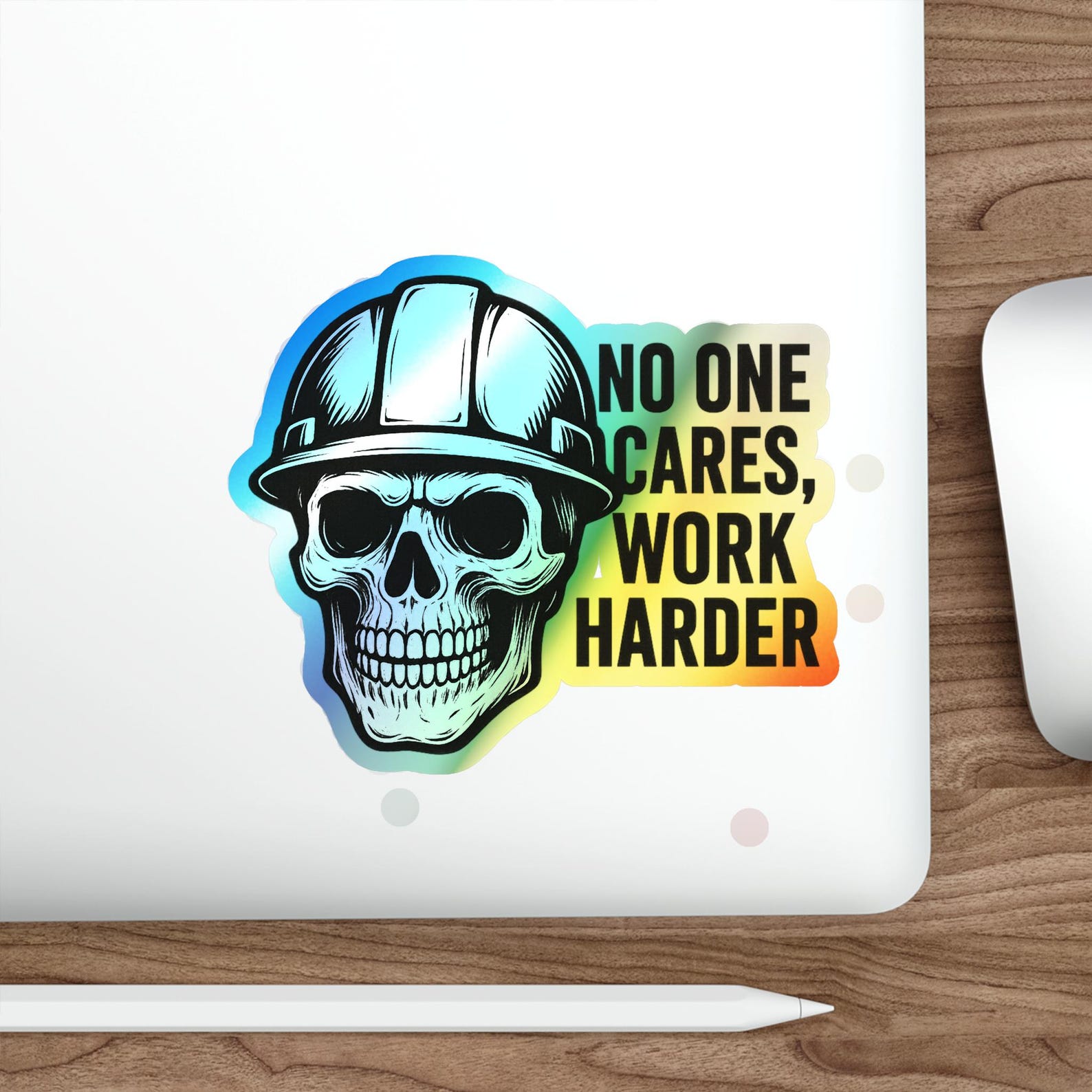 Holographic Blue Collar Sticker: Work Harder - Laptop, Skateboard Decal ...