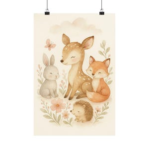 Whimsical Woodland Animal Art Print: Nursery Wall Decor