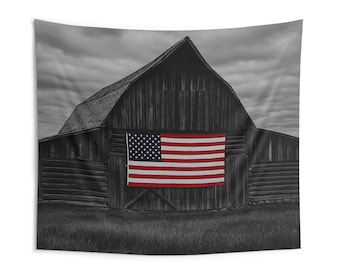 Rustic American Flag Tapestry: Vintage Farmhouse Wall Decor
