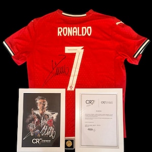 Camiseta CR7 Portugal firmada a mano-Liga de Naciones+Póster firmado por Cristiano Ronaldo