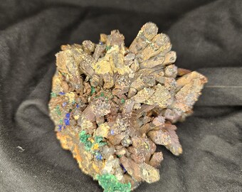 Azurite Malachite Iron Quartz Cluster