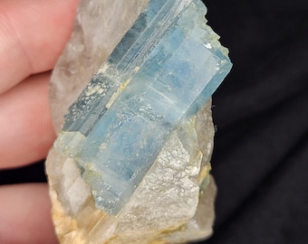 Blue Aquamarine Crystal in Matrix