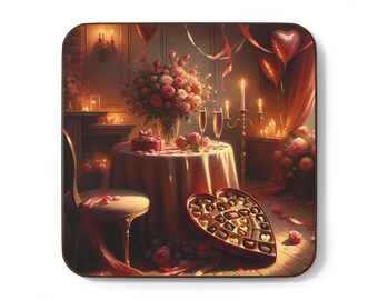 Valentine's Day Coaster, Love Coaster Set, Heart Drink Coaster, Cup Mat, Valentine Gift, Romantic Coaster, Beverage Coaster