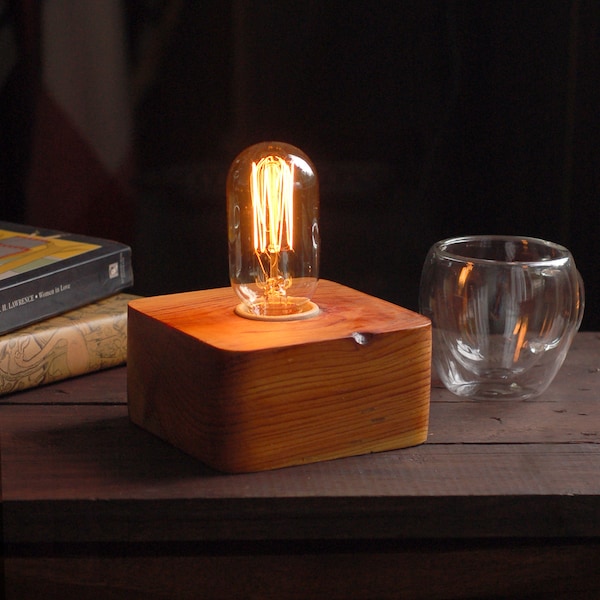 Edison Lamp Dimmable Desk Lamp Wood Bedside Lamp