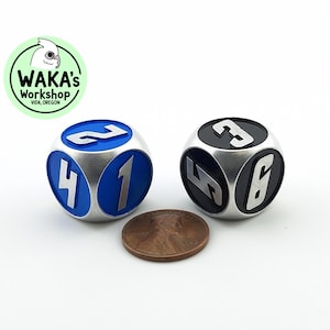 Pair of 18mm Large Aluminum Dice – Star Space  – CNC Machined Metal D6 Set – DnD RPG Tabletop Gift – Handmade in USA