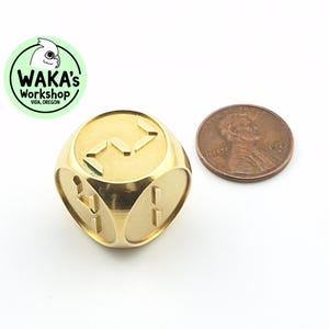 Pair of 18mm Large Brass Dice – Analog  – CNC Machined Metal D6 Set – DnD RPG Tabletop Gift – Handmade in USA