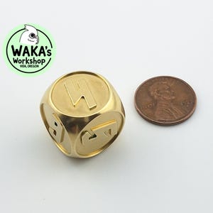 Pair of 18mm Large Brass Dice – Star Space  – CNC Machined Metal D6 Set – DnD RPG Tabletop Gift – Handmade in USA
