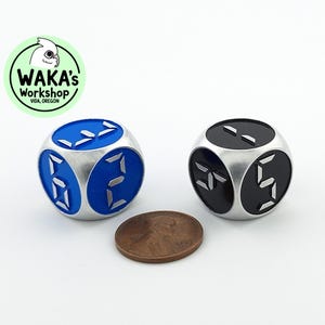 Pair of 18mm Large Aluminum Dice – Analog  – CNC Machined Metal D6 Set – DnD RPG Tabletop Gift – Handmade in USA
