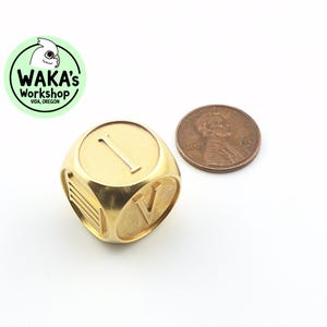 Pair of 18mm Large Brass Dice – Roman Numerals  – CNC Machined Metal D6 Set – DnD RPG Tabletop Gift – Handmade in USA