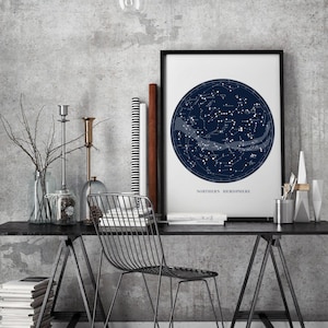 Mappa delle costellazioni, Mappa stellare, Regalo per lei, Stampa delle costellazioni, Arte delle costellazioni, Carta stellare, Orsa maggiore, Orsa minore, Mappa della costellazione n. 8