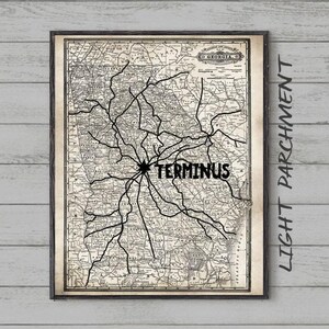 The Walking Dead-poster, replicakaart eindpunt, vintage design, zombie, Negan, Lucille Bat, Ezechiël, horloge feestcadeau, muurkunstposter, afdrukken