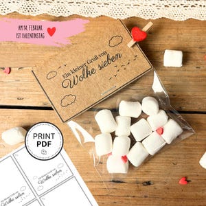 Ein kleiner Gruß von Wolke sieben - PDF Druckvorlage | Gastgeschenk selber machen | DIY Valentinstag, Hochzeit Mitgebsel Digitaler Download