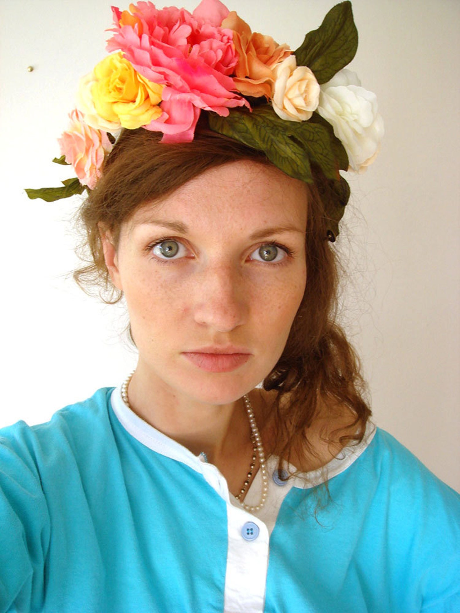 Rose Flower Crown Large Hair Wreath Flower Crown Frida Etsy