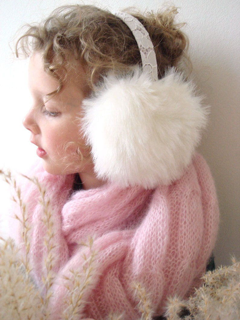 White earmuffs winter ear warmers accessory hat ear flap Etsy