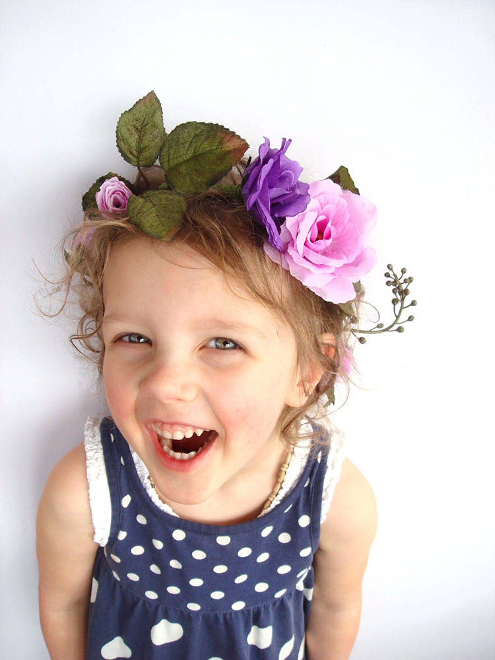 Purple Flower Crown Wedding Accessory Woodland Flower Girl Etsy