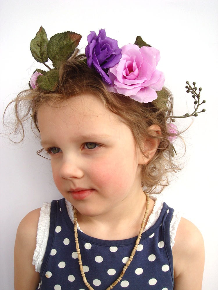 Purple Flower Crown Wedding Accessory Woodland Flower Girl Etsy