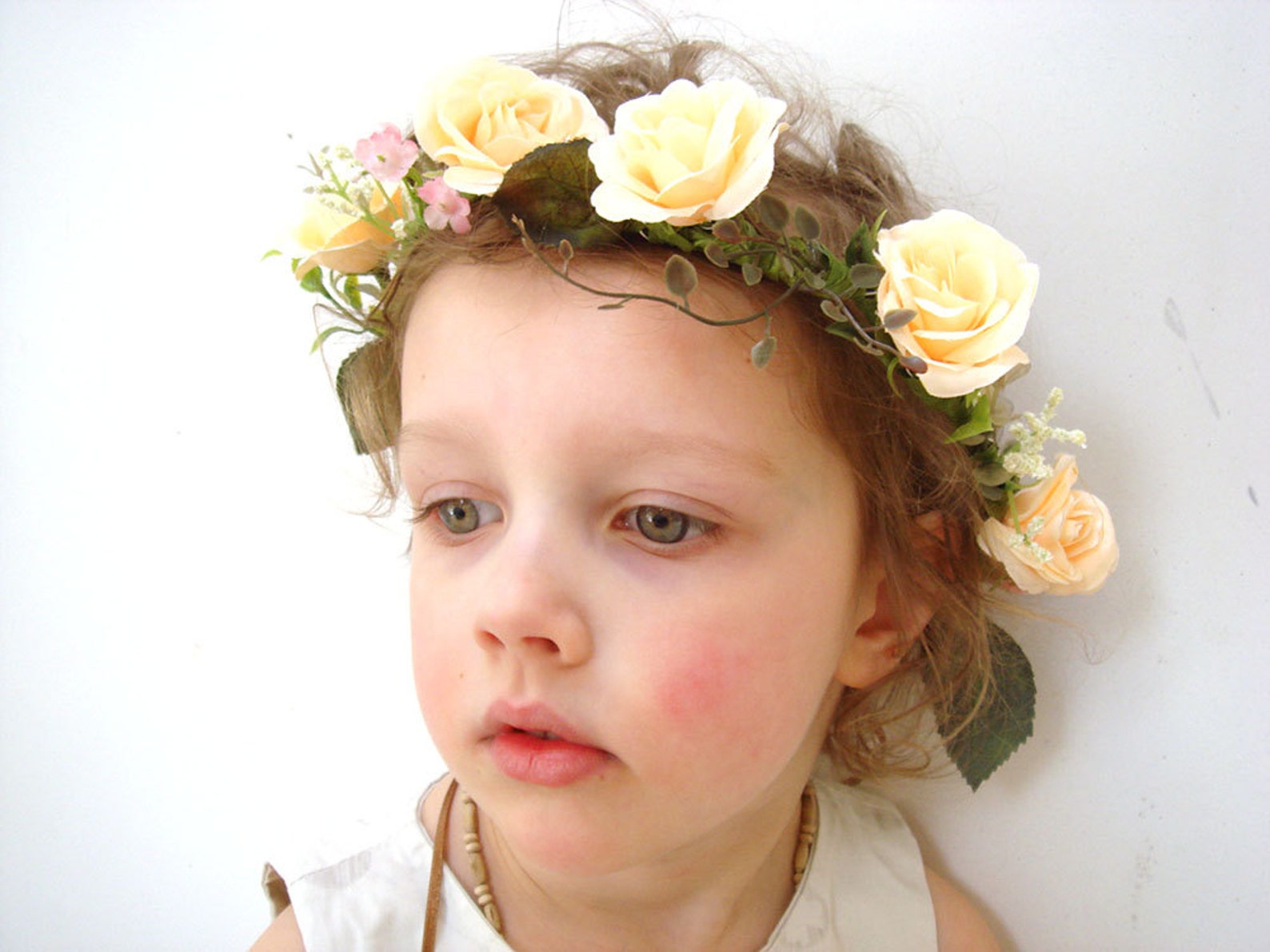 Champagne Flower Crown Wedding Hair Piece Hair Wreath Rose Etsy