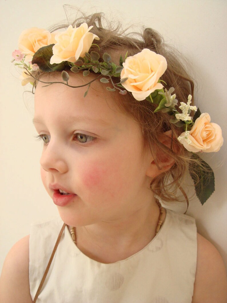 Champagne Flower Crown Wedding Hair Piece Hair Wreath Rose Etsy