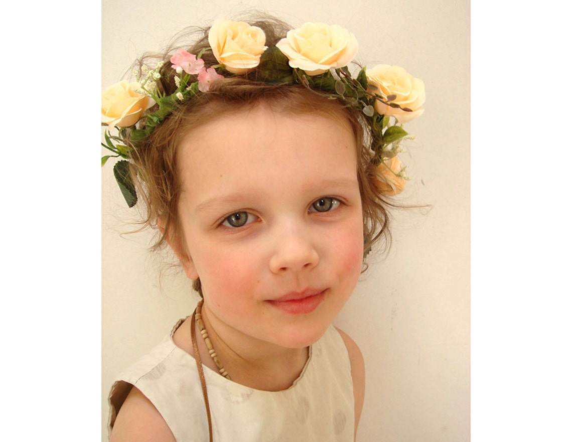 Champagne Flower Crown Wedding Hair Piece Hair Wreath Rose Etsy