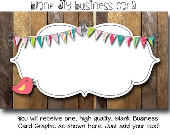 DYI Blank Business Card Template - Barn Wood Bird - Made to Match Etsy Sets and Facebook Timeline Covers