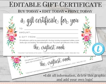editable christmas gift certificate template diy gift etsy store gift certificate template