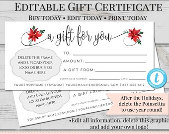 gift certificate template etsy