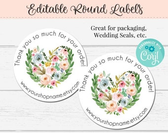 Editable Round Label, DIY Round Label, Round Label Template, DIY Round Sticker, DIY Product Label, Thank You Sticker, Round Thank You