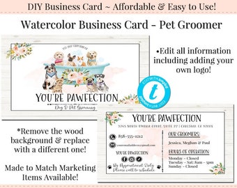 Editable Business Card, DIY Business Card, Business Card Template, Pet Grooming Business Card, Pet Sitter, Instant Download, Dog Pet Groomer