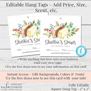 Bearbeitbares Hang Tag, DIY Hang Tag, Swing Tag, Logo Hang Tag, Logo Hang Tag, DIY Swing Tag, Instant Download Tag, fügen Sie Ihr Logo hinzu, Seife