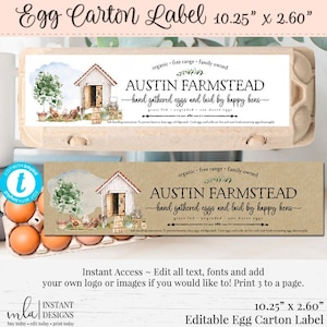 Egg Carton Label, Editable Egg Carton Label, DIY Farm Label, Customizable Label, Chicken Coop Label, Chicken Label, DIY Sticker, 4.25 x 2.75