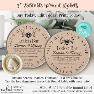 Editable Product Label DIY Round Label Round Label Template ...