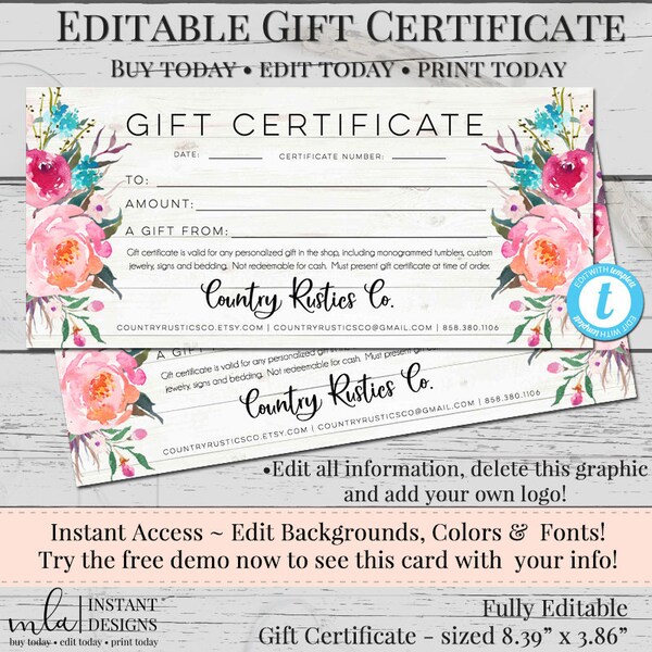 Printable Gift Cert - 60+ Gift Ideas for 2024