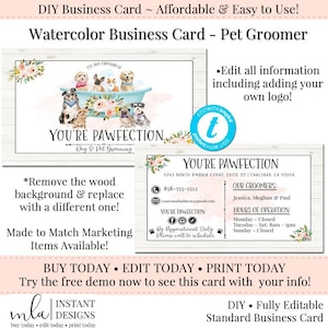 Editable Business Card, DIY Business Card, Business Card Template, Pet Grooming Business Card, Pet Sitter, Instant Download, Dog Pet Groomer