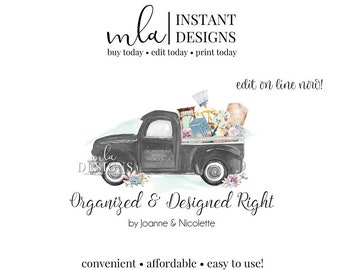 Editable Logo Template, DIY Truck Logo - Organization Logo, Rustic Logo, Watercolor Logo, DIY Premade Logo, Editable Premade Logo, Editable