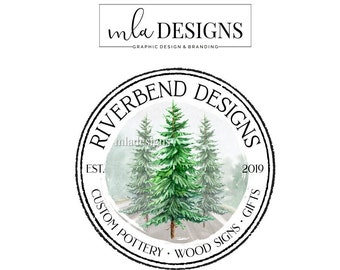 Outdoor Logo, Tree Logo, Wood Sign Logo, Crafter Logo, Premade Watercolor Logo, Watercolor Logo, Boutique Branding, Pine Tree Logo